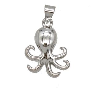 Copper Octopus Pendant Platinum Plated, approx 17mm