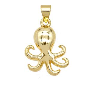 Copper Octopus Pendant 18K Gold Plated, approx 17mm