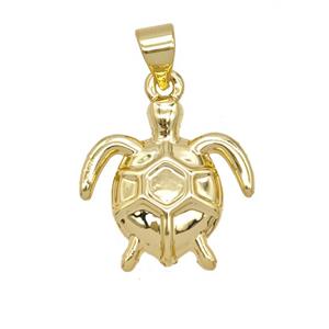Copper Tortoise Pendant 18K Gold Plated, approx 19-22mm