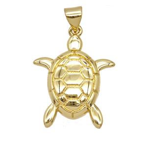 Copper Tortoise Pendant 18K Gold Plated, approx 22-25mm
