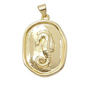 Copper Seahorse Pendant 18K Gold Plated, approx 19-25mm