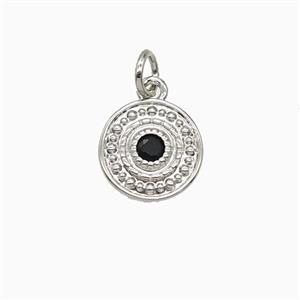 Copper Sun Pendant Pave Zirconia Platinum Plated, approx 11mm