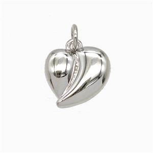 Copper Heart Pendant Platinum Plated, approx 13mm