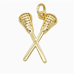 Copper Lacrosse Stick Pendant Gold Plated, approx 14-18mm