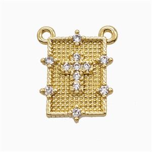 Copper Cross Pendant Pave Zirconia Rectangle 2loops Gold Plated, approx 13-17mm