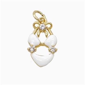 Bikini Charms Copper Pendant Pave Zirconia White Enamel Gold Plated, approx 10-15mm