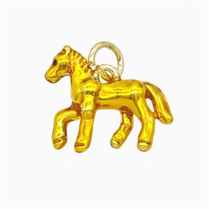 Copper Horse Pendant Yellow Painted Gold Plated, approx 14-17mm