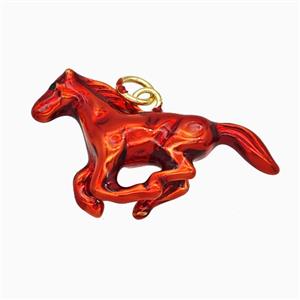 Copper Horse Pendant White Red Gold Plated, approx 18-28mm