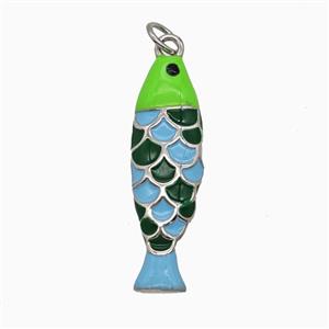 Copper Fish Pendant Enamel Platinum Plated, approx 8-27mm