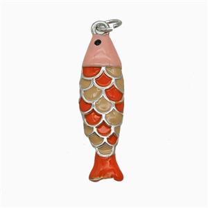 Copper Fish Pendant Enamel Platinum Plated, approx 8-27mm