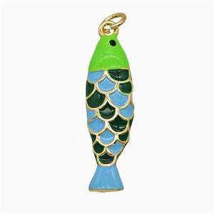 Copper Fish Pendant Enamel Gold Plated, approx 8-27mm