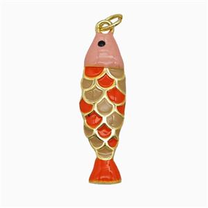 Copper Fish Pendant Enamel Gold Plated, approx 8-27mm
