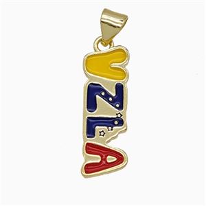Copper VZLA Pendant Enamel Gold Plated, approx 7-22mm