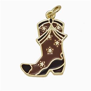 Copper Cowboy Boots Pendant Red Enamel Gold Plated, approx 15-20mm