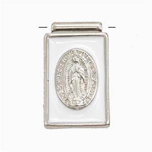 Copper Jesus Pendant White Enamel Platinum Plated, approx 14-23mm