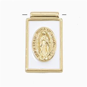 Copper Jesus Pendant White Enamel Gold Plated, approx 14-23mm