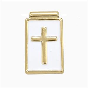 Copper Cross Pendant White Enamel Gold Plated, approx 14-23mm
