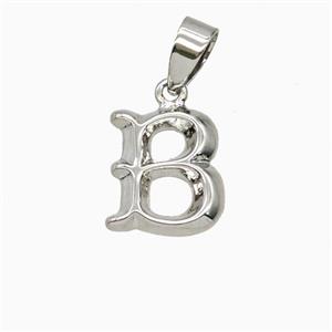 Copper Letter-B Pendant Platinum Plated, approx 10-13mm
