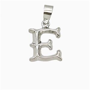 Copper Letter-E Pendant Platinum Plated, approx 10-13mm