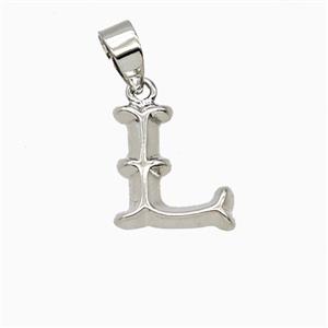 Copper Letter-L Pendant Platinum Plated, approx 10-13mm