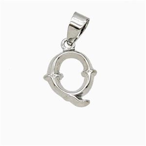 Copper Letter-Q Pendant Platinum Plated, approx 10-13mm
