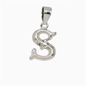 Copper Letter-S Pendant Platinum Plated, approx 10-13mm