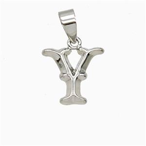 Copper Letter-Y Pendant Platinum Plated, approx 10-13mm