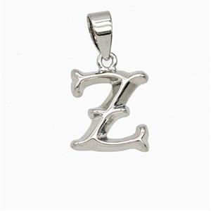 Copper Letter-Z Pendant Platinum Plated, approx 10-13mm