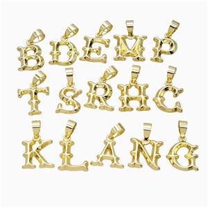 Copper Letter Pendant, Platinum Plated, approx 10-13mm