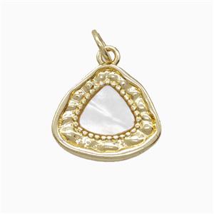 Copper Triangle Pendant Pave Shell Gold Plated, approx 15mm