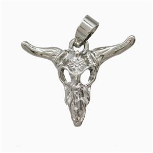 Copper Bullhead Pendant Platinum Plated, approx 19-25mm