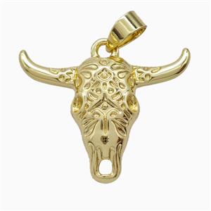 Copper Bullhead Pendant Gold Plated, approx 21-27mm