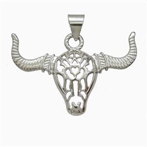 Copper Bullhead Pendant Platinum Plated, approx 30-45mm