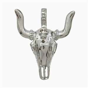 Copper Bullhead Pendant Platinum Plated, approx 35-40mm