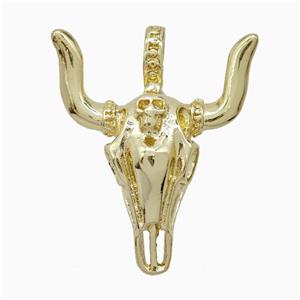 Copper Bullhead Pendant Gold Plated, approx 35-40mm