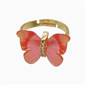 Copper earring studs Pave Zircon, Butterfly, Gold Plated, approx 15-18mm, 18mm dia