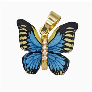 Copper pendant Pave Zircon, Butterfly, Gold Plated, approx 15-18mm