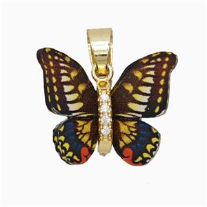 Copper pendant Pave Zircon, Butterfly, Gold Plated, approx 15-18mm