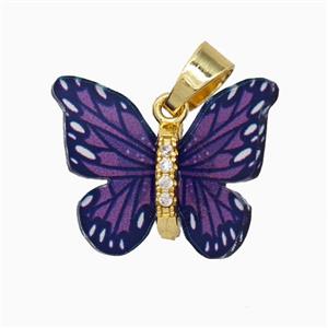 Copper pendant Pave Zircon, Butterfly, Gold Plated, approx 15-18mm