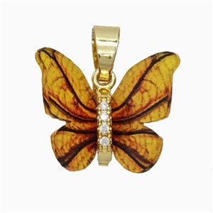 Copper pendant Pave Zircon, Butterfly, Gold Plated, approx 15-18mm