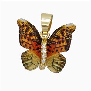 Copper pendant Pave Zircon, Butterfly, Gold Plated, approx 15-18mm