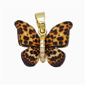 Copper pendant Pave Zircon, Butterfly, Gold Plated, approx 15-18mm
