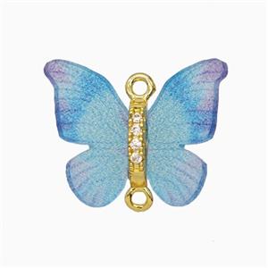 Copper Connector Pave Zircon, Butterfly, Gold Plated, approx 15-18mm