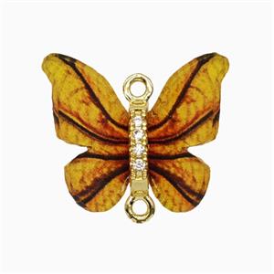 Copper Connector Pave Zircon, Butterfly, Gold Plated, approx 15-18mm