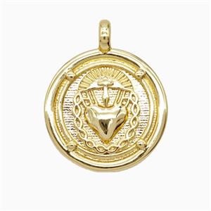 Copper Pendant, Gold Plated, approx 20mm