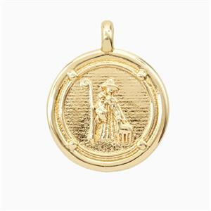 Copper Pendant, Gold Plated, approx 20mm