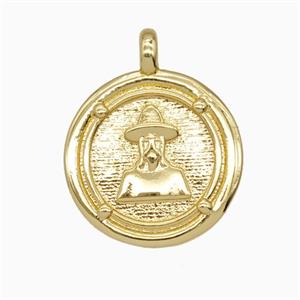 Copper Pendant, Gold Plated, approx 20mm