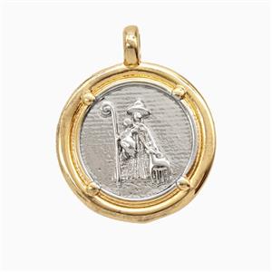 Copper Pendant, Gold Plated, approx 20mm