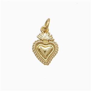 Copper Pendant Pave Zircon, Gold Plated, approx 9.5-12mm