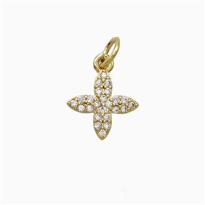 Copper Pendant Pave Zircon, Gold Plated, approx 10mm